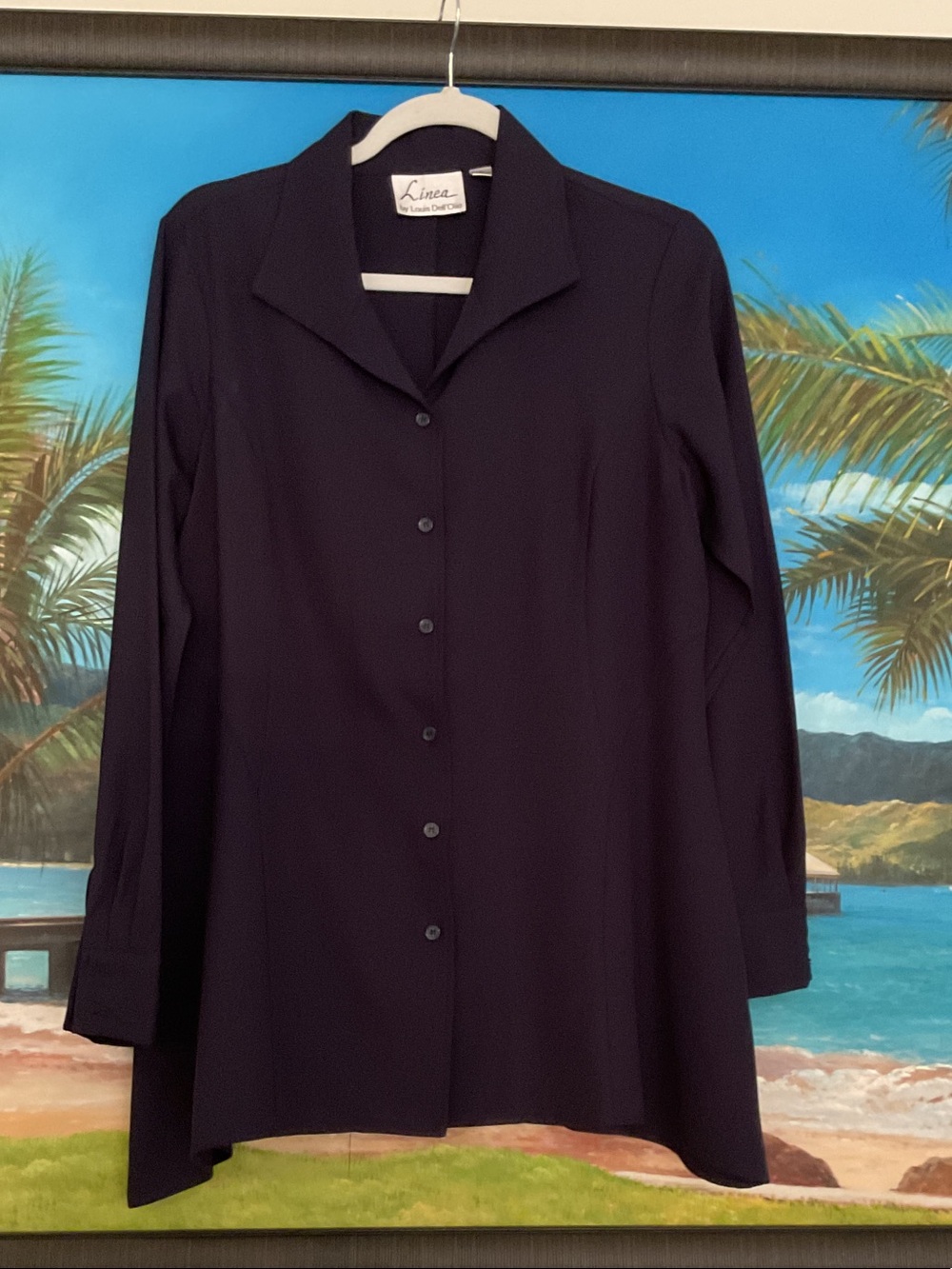 Linea by Louis Dell'Olio Plum Button-Down Tunic Blouse